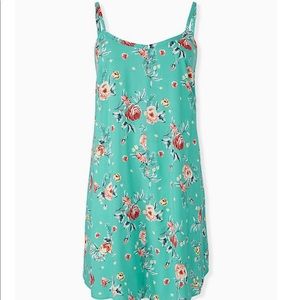 Teal Floral Trapeze Mini Dress